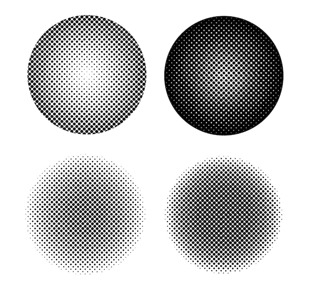 Halftone dots circles set