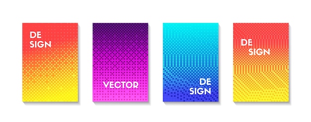Halftone effect vertical templates Vector colorful gradient halftone backgrounds Mock up