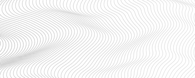 Halftone monochrome background with flowing dots Abstract wave black and white texture