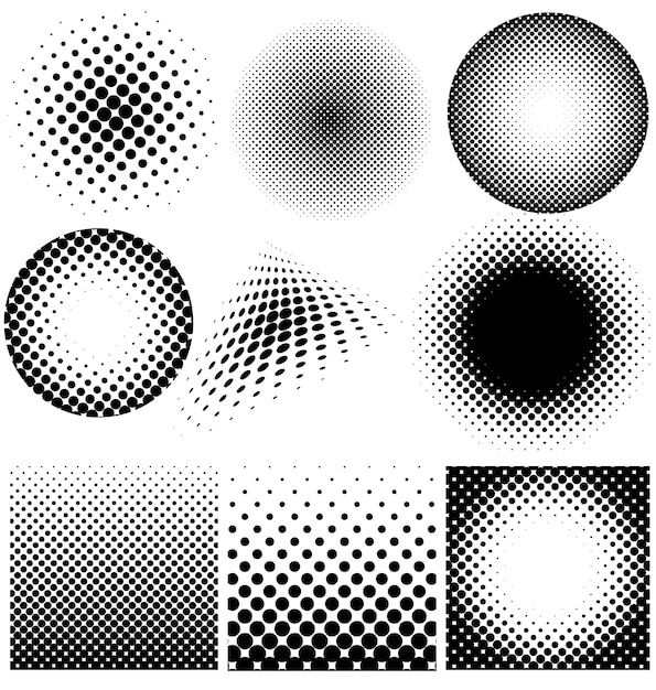 Halftone-vektorkollektion på hvid baggrund