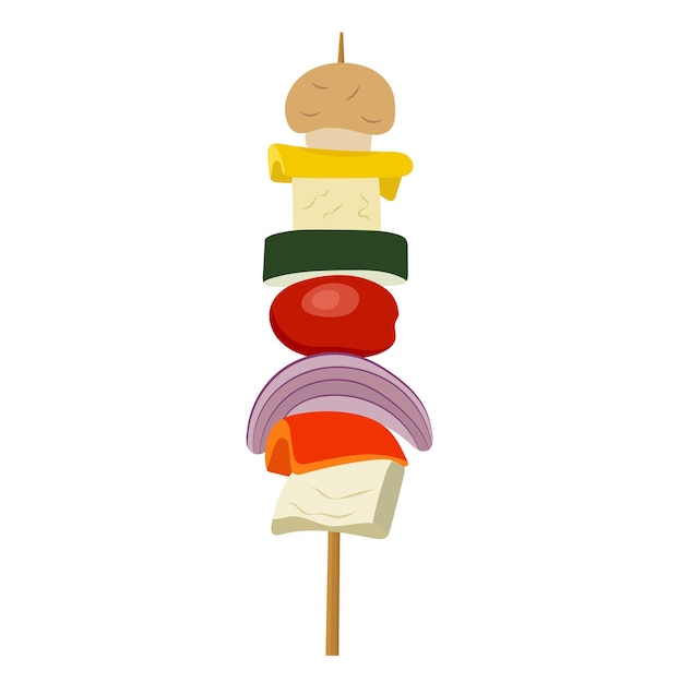 Halloumi Cheese Vegetable Skewer Illustration Isolated on White Background