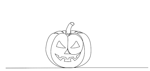 Halloween pumpkin line drawing sketch vector