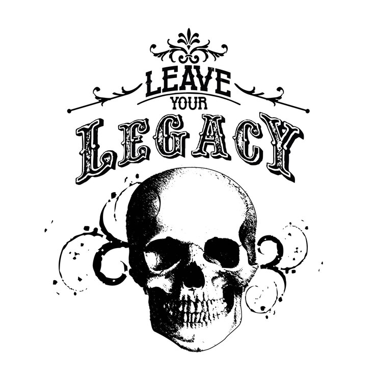 Vektör halloween skull with leave your legacy text halloween vector design