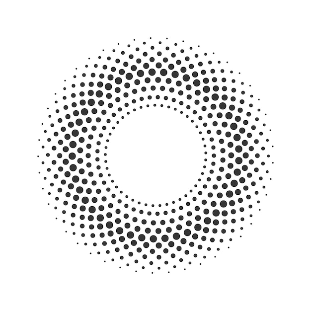 Halvtonsprickar i cirkel. Vektorillustration. Halvtonsprickig bakgrund.