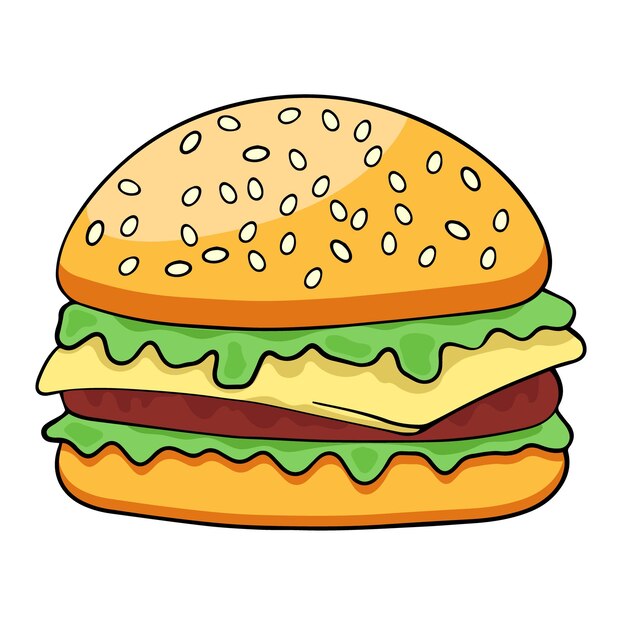 hamburger or cheeseburger a vector design element in the style of a doodle