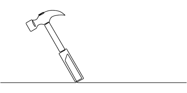 hammer outline modern illustration editable strokes continuous one line drawing of hammer carpent