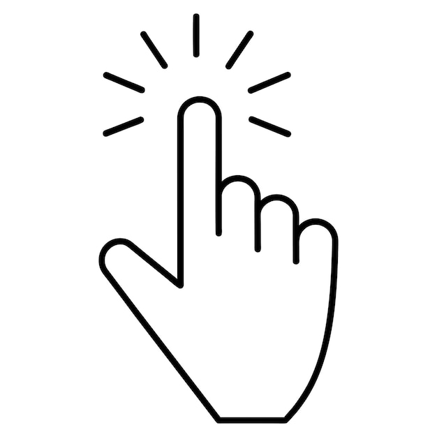 Hand click icon solid white background 9