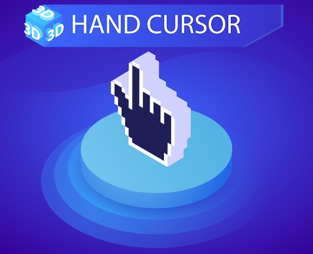 hand cursor isometric design icon vector web illustration 3d colorful concept