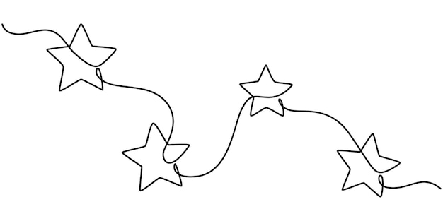 hand draw doodle stars illustration in continuous line arts style vector Star continuous one line