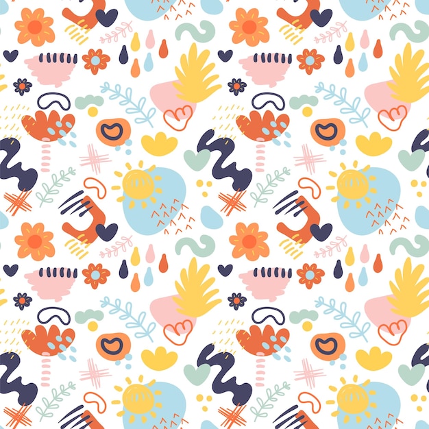 hand draw flat matisse inspired pattern abstract doodle shapes seamless pattern modern art minimal