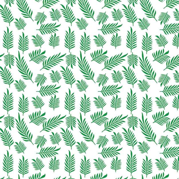 hand draw floral seamless pattern of green leaves Spring Blossom Vector Design on a white background