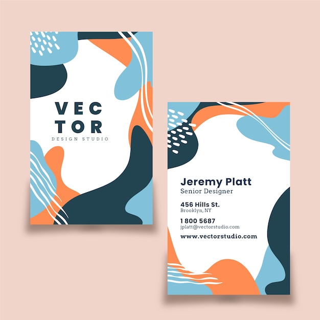 hand drawn abstract double-sided vertical business card template