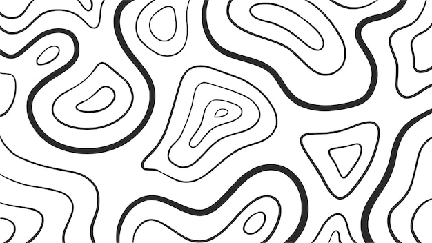 Hand drawn abstract line art topographic map design