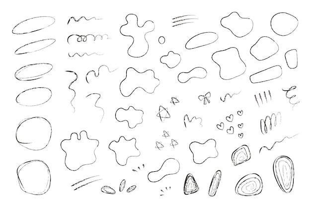 Hand drawn abstract shapes textured brush scribble lines and patterns free form backgrounds