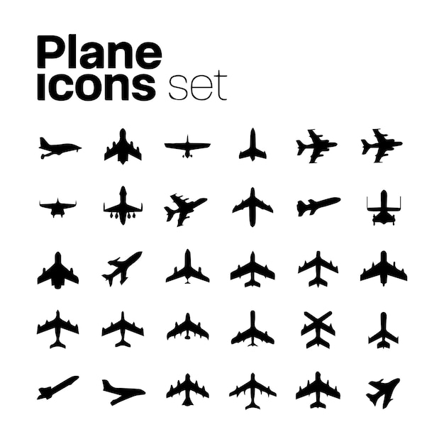 Hand drawn airplane outline silhouette of vector art of illustration