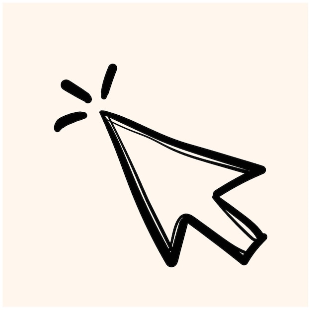 hand drawn arrow clicking icon pointer click with illustration style doodle and line art