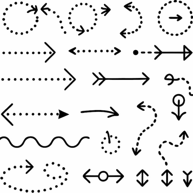 Hand Drawn Arrow Set Direction Navigation and Flow
