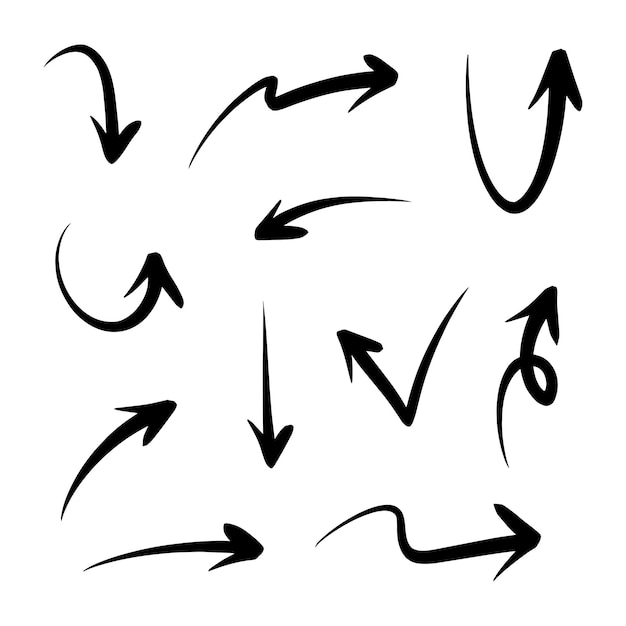Hand drawn arrow set Doodle vector illustration eps 10