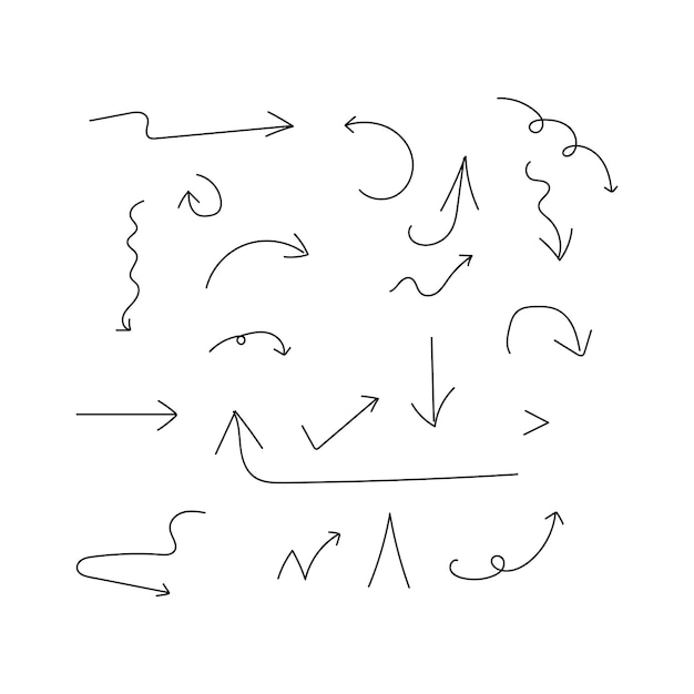 Hand drawn arrow set in various directions and styles