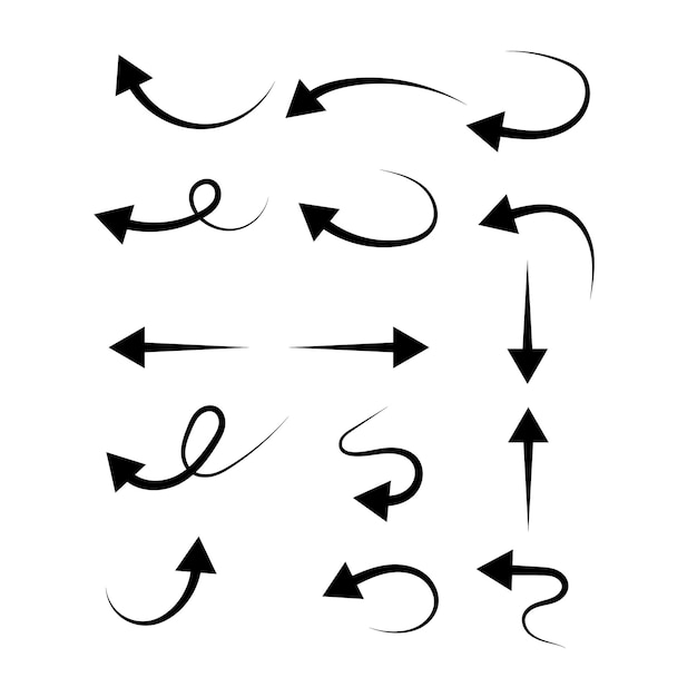 Hand drawn arrow set vector illustration