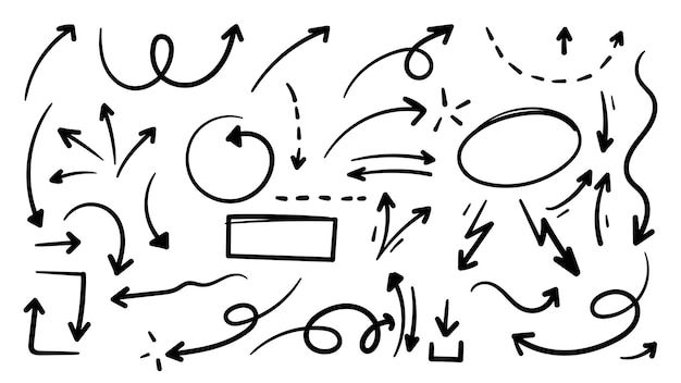 Hand drawn arrow vector icons set