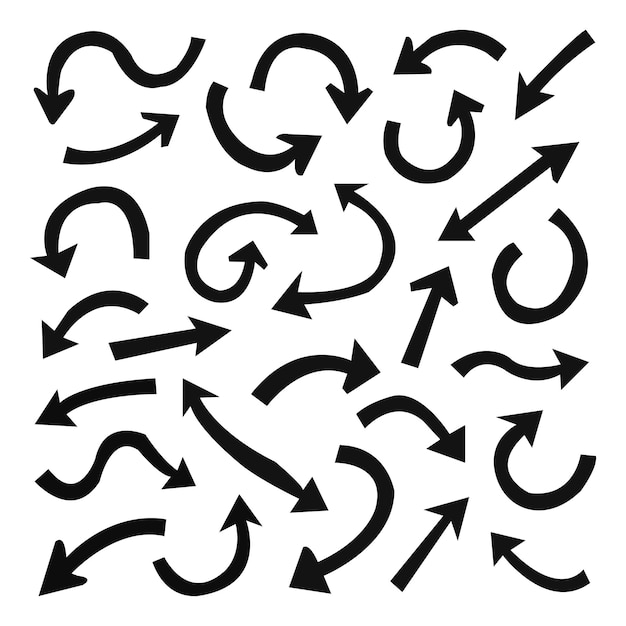 hand drawn arrows collection set simple flat arrows isolated on white background arrow mark icons and arrow paint