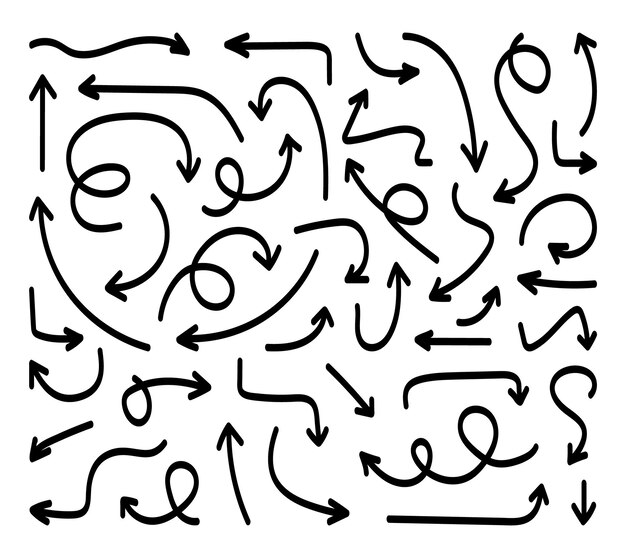 Hand drawn arrows icon set Sketch curved arrows design