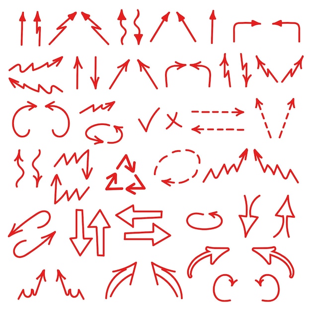 Hand drawn arrows icons set isolated on white background Business charts graphs infographics