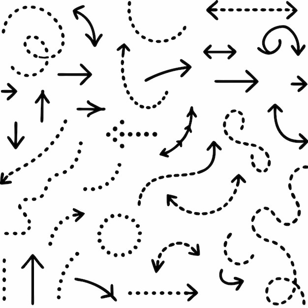 hand drawn arrows point to different directions