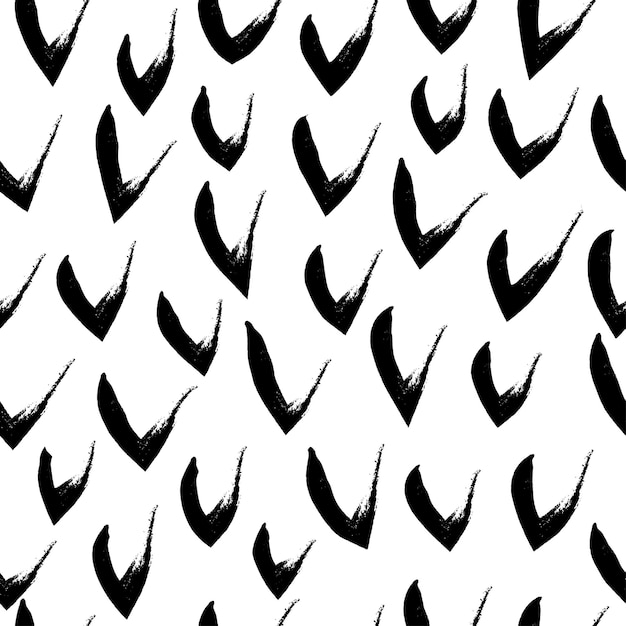 hand drawn black and white seamless pattern in grunge style.