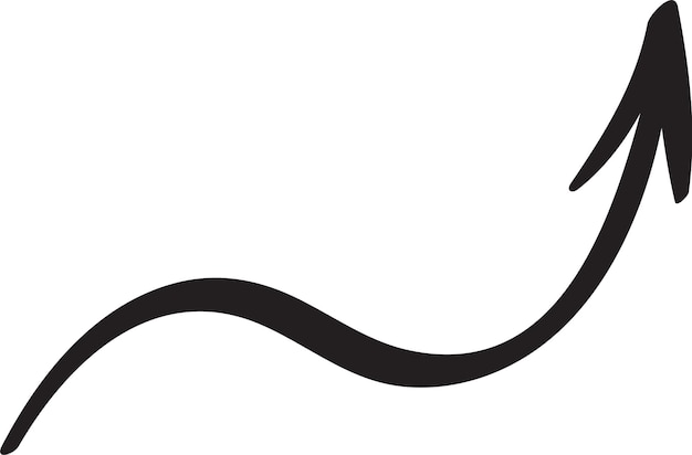hand drawn black arrow curving upwards against a clean white background symbolizing growth progress and positive momentum while conveying themes of success and ambition