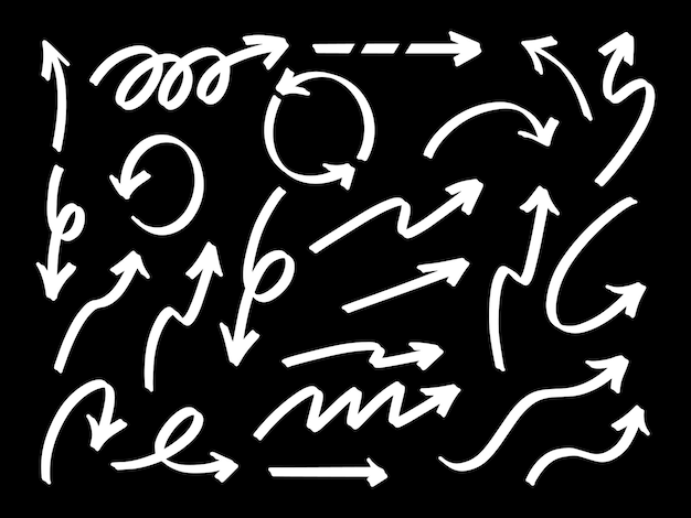 Hand drawn bold line arrows set