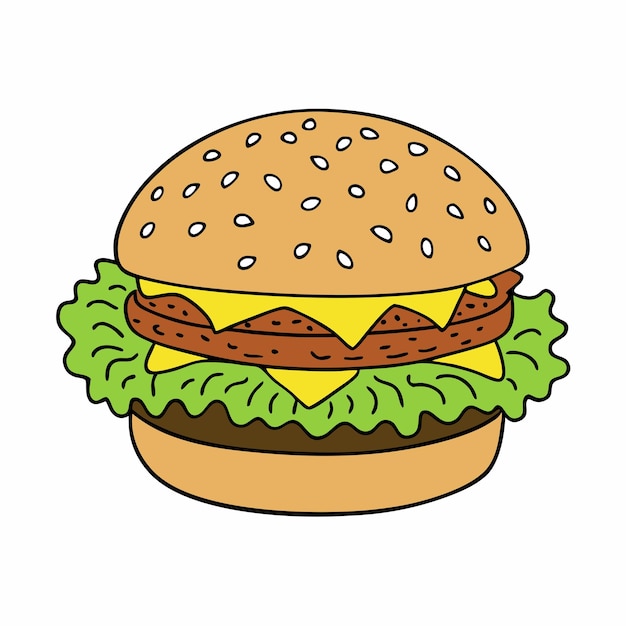 hand drawn burger on a isolated white background 7