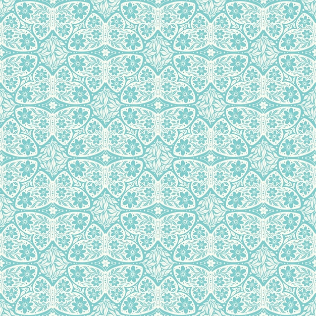 Hand drawn butterflies flowers seamless pattern Scandinavian folk seamless butterfly floral texture