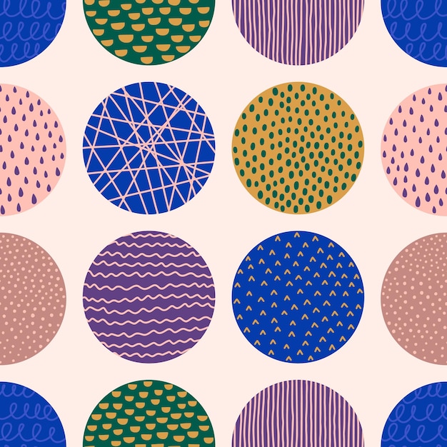 hand drawn circle shapes pattern in a contemporary style of dots drops strokes line vector