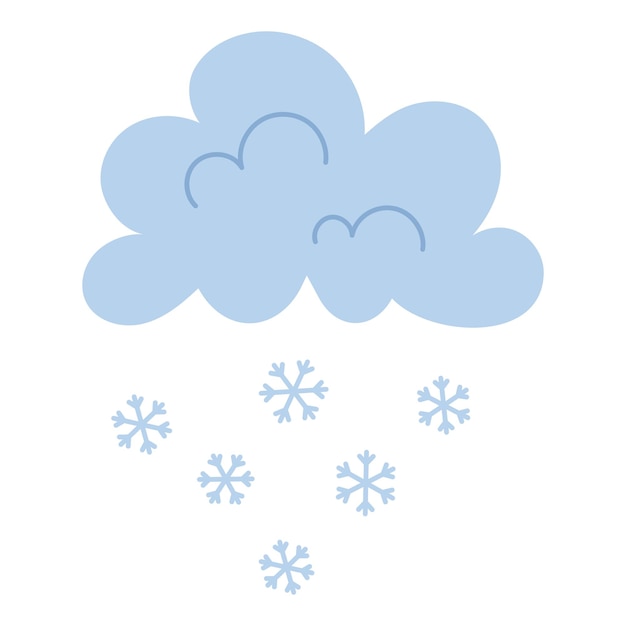 hand drawn cloud with snow on white background