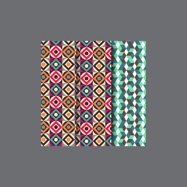 Hand drawn collection of simple funky geometrical patterns with cute elements Groovy designs with r