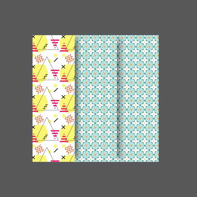 Hand drawn collection of simple funky geometrical patterns with cute elements Groovy designs with r