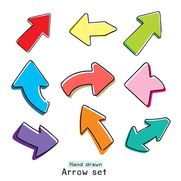 Hand Drawn Colorful Arrow Set