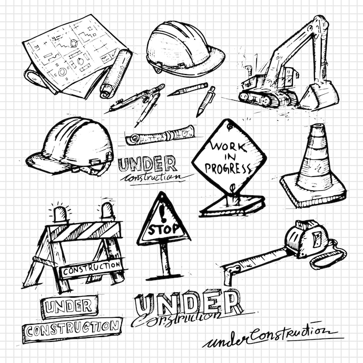 Vektor hand-drawn construction site elements