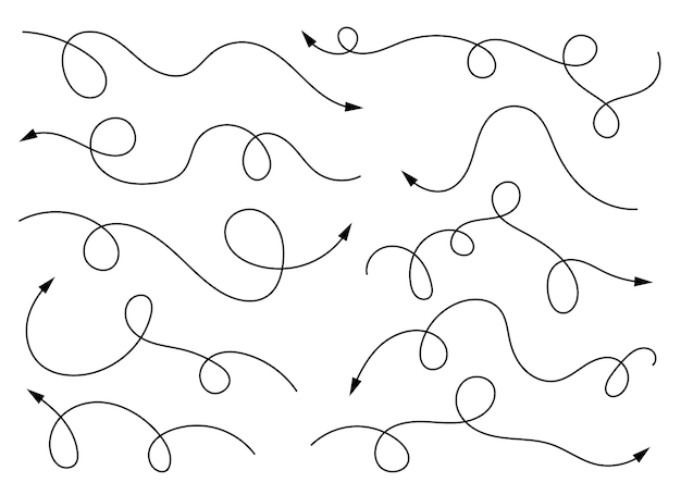 Hand drawn curved arrow shape Arrow line Arrow icon set