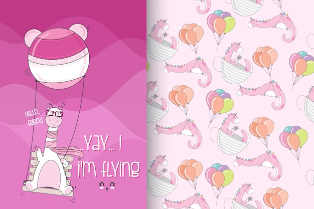 hand drawn cute dinosaurs with pattern vector set-vector