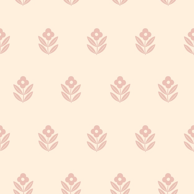 Hand drawn decorative doodle flowers seamless pattern silhouette scandinavian simple flower texture