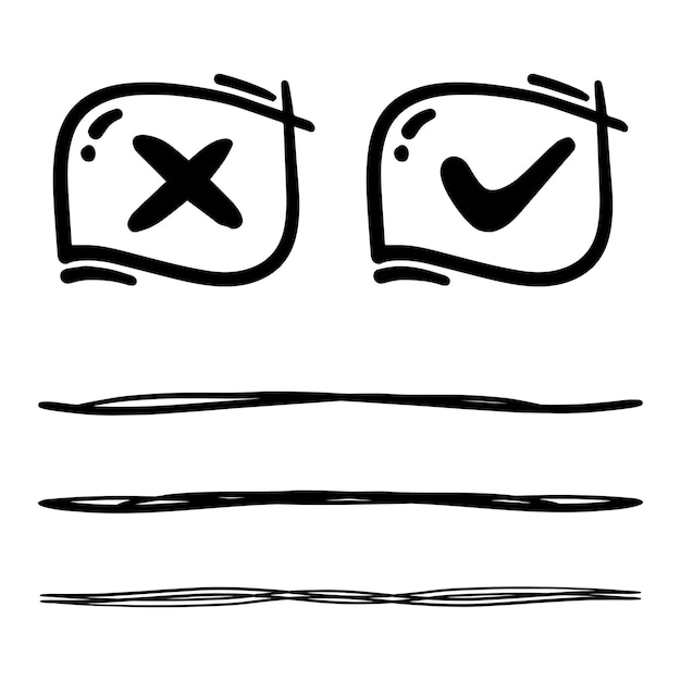 hand drawn Doodle abstract of Checkmark icon in Vector illustration