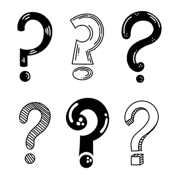 Hand drawn doodle questions marks set Vector illustration isolated on white