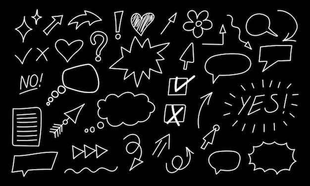 Hand drawn doodle shapes Brush highlight element note underline