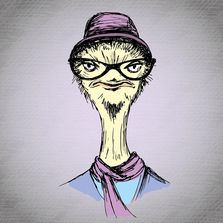 Vektör hand drawn fashion portrait of ostrich hipster isolated on background vector