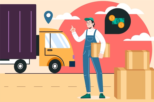 hand drawn flat design delivery concept