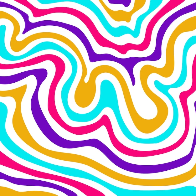 hand drawn flat groovy psychedelic pattern colorful leaky lines