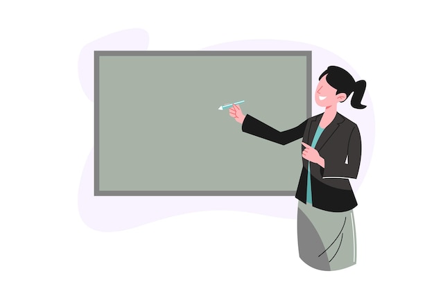 Hand drawn flat illustration of female teacher
